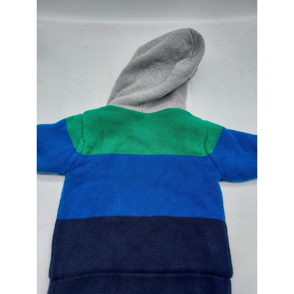 Hanna Andersson Baby Kids Cardigan Sweater 6-12 Months Hooded Knit‎ Blue Green - Picture 5 of 6